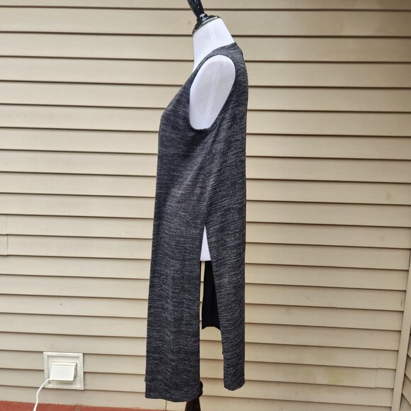Lularoe Sleeveless Duster Long Cardigan Sweater Marled Black Gray Side Slits - Picture 8 of 13